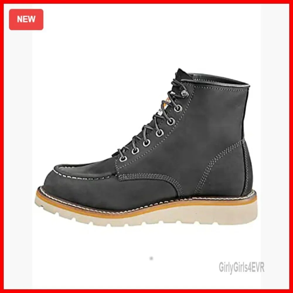 6-Inch Moc Soft Toe Wedge Boots, Slip-Resistant Work Shoes